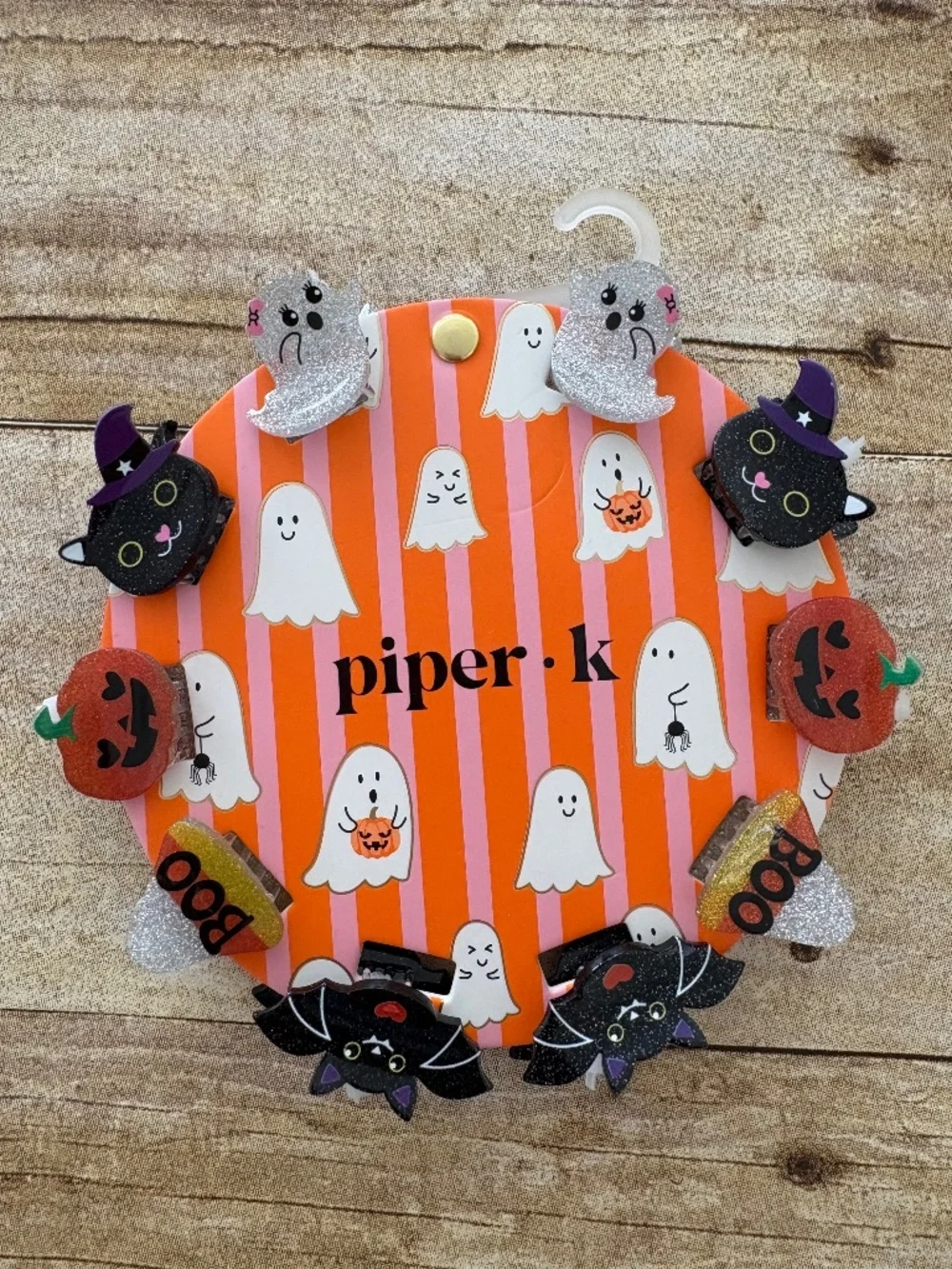 Piper K Halloween Theme Mini Hair Clip Set Cat Bat Ghost Pumpkin